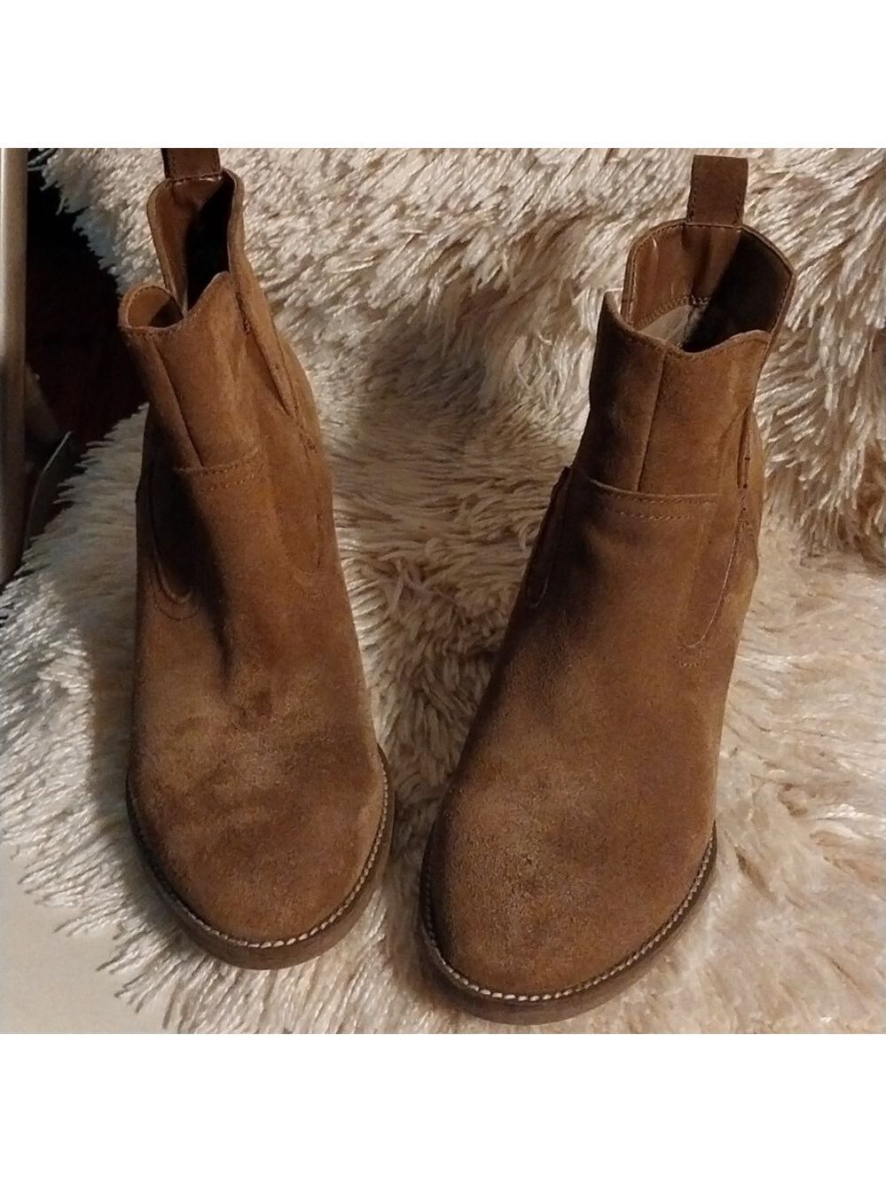 Blondo Women's Brown Suede Leather Waterproof Wedge Booties Boots Size 8.5